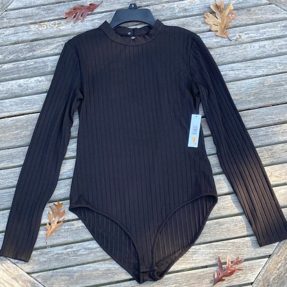 🆕 NWT - Kensie Open Back Long Sleeve Bodysuit In Black - Small - Picture 4 of 11